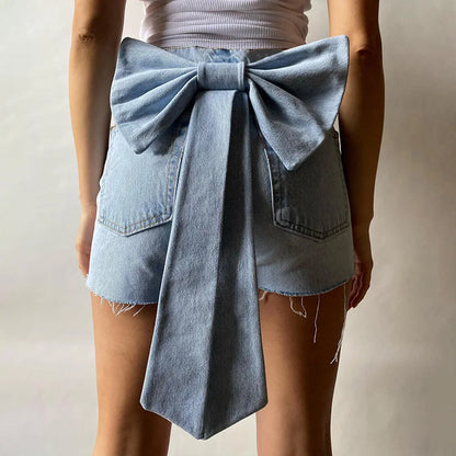 vzyzv -  Sexy Hot Girl Big Bow Denim Shorts For Women Slim Fit High Waisted Fashion Patchwork Shorts Female Summer New Y2K Clothes