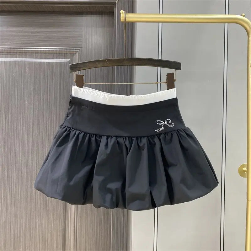 vzyzv -  Summer New Spliced Pleated Puffy Flower Bud Skirt Summer New Fashion High Waist Spicy Girl Casual A-line Short Skirts for Women