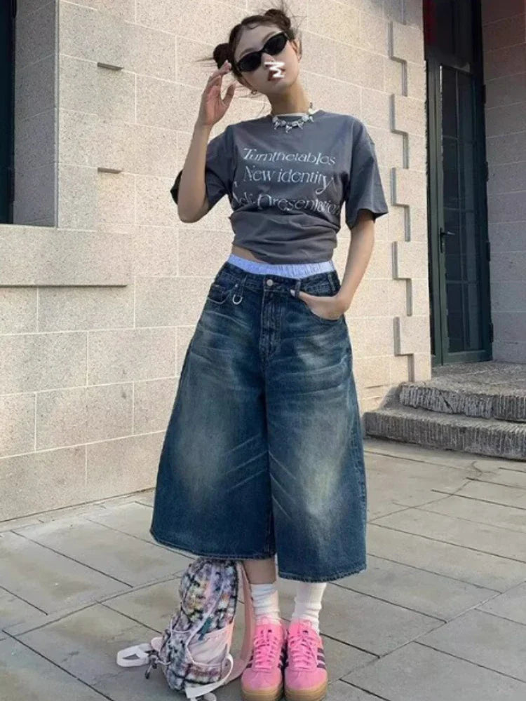 vzyzv  -  Designer Y2k High Waist Wide Leg Pants Women Aesthetic Fashion Thin Loose Baggy Pant Female Retro Casual Wash Natural Cowboy New