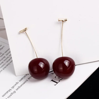 vzyzv  -  New Japan Korean Cherry Fruit Shaped Drop Earrings For Women Sweet Girls Cute Brincos Line Pendientes Jewelry Gifts