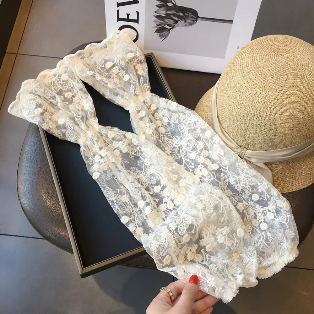 vzyzv -  INS White Lace Sunscreen Sleeves Long Fingerless Summer Hollow Arm Sleeve Elastic Mesh Tulle Arm Sleeve Mittens Covered Cuffs