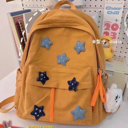 vzyzv  -  Japanese Cute Girl Star Patchwork Aesthetic Backpack Y2k All Match Canvas School Backpack for College Students Girl Mochilas