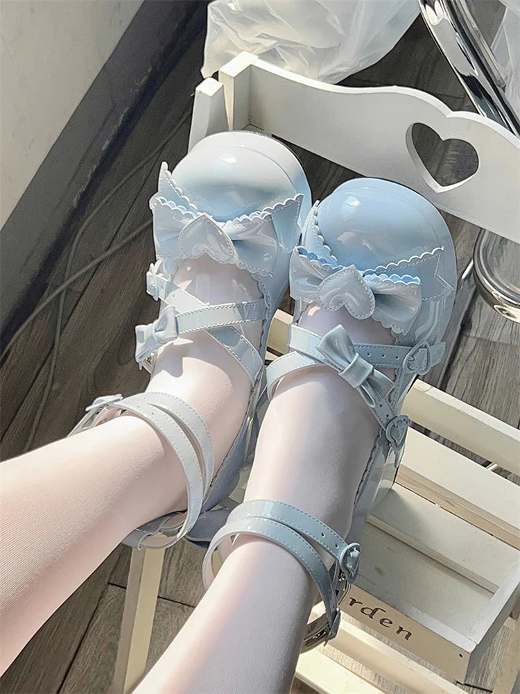 vzyzv  -  Woman Lolita Shoes Luxury Designer High Heels 8cm Square Toe Cosplay Anime Kawaii Shoes Goth Girls Female Cute Jk Loli Shoe