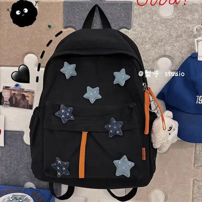 vzyzv  -  Japanese Cute Girl Star Patchwork Aesthetic Backpack Y2k All Match Canvas School Backpack for College Students Girl Mochilas