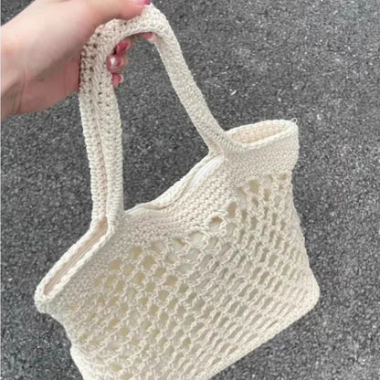 vzyzv  -  Y2k Aesthetic Women Knitted Top-Handle Bags Hollow Out Fashion Solid Shoulder Handbags Korean Vintage Simple Purses and Handbags