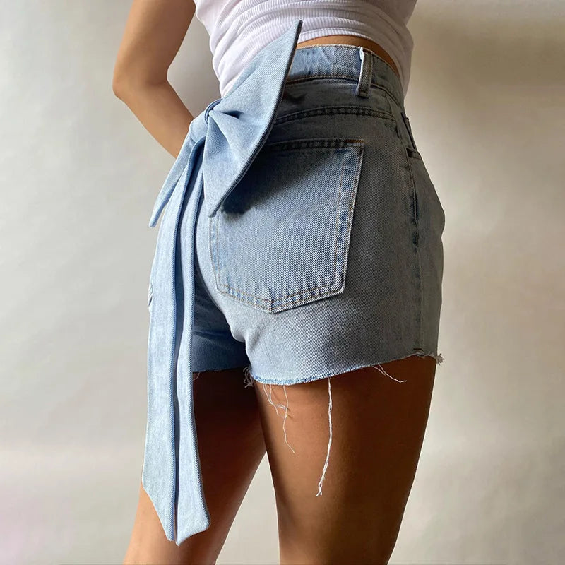 vzyzv -  Sexy Hot Girl Big Bow Denim Shorts For Women Slim Fit High Waisted Fashion Patchwork Shorts Female Summer New Y2K Clothes