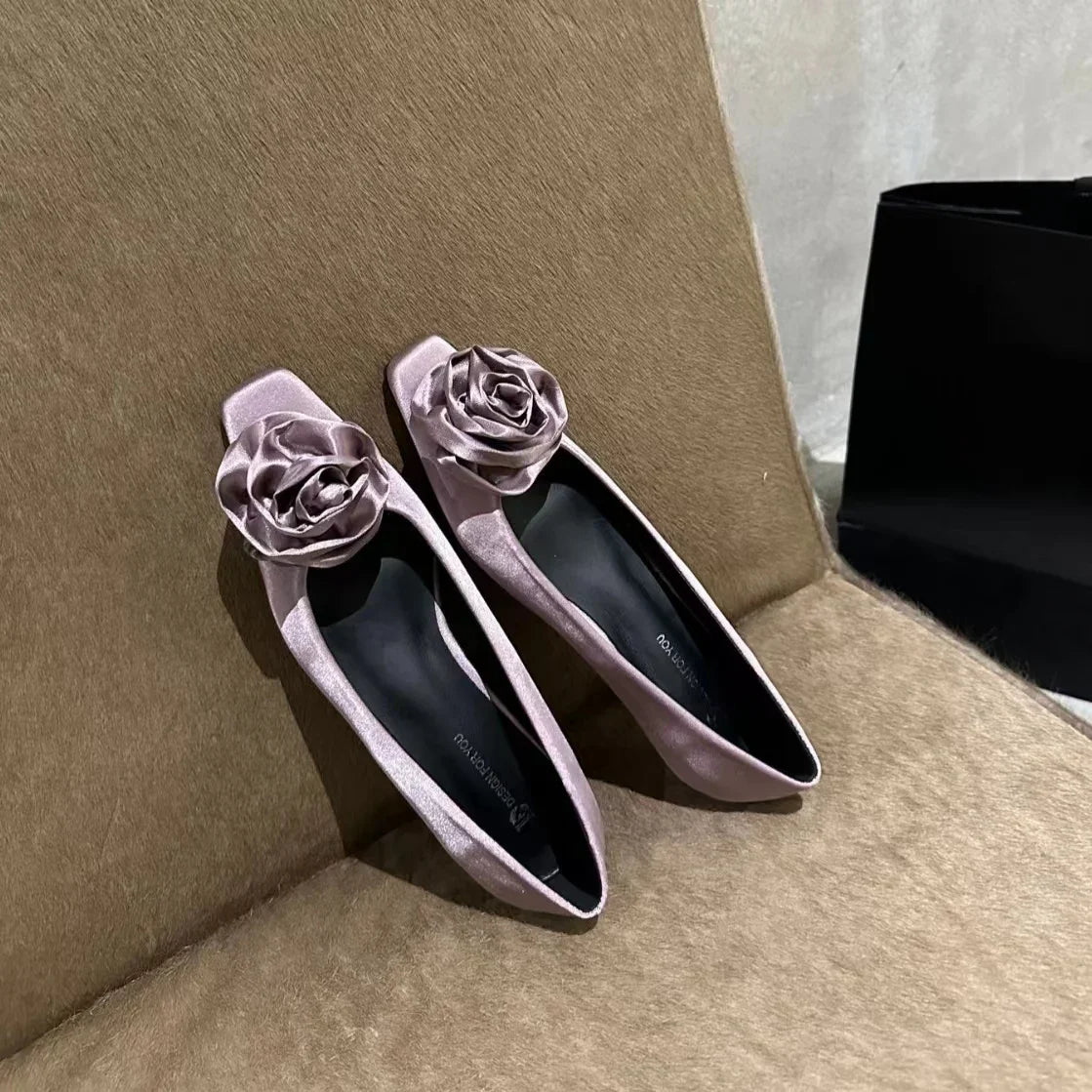 vzyzv -  Summer Flats Shoes Women Square Toe Flat Female Ballet Rose Flower Shallow Ballerina Soft Moccasins Female Zapatillas Mujer