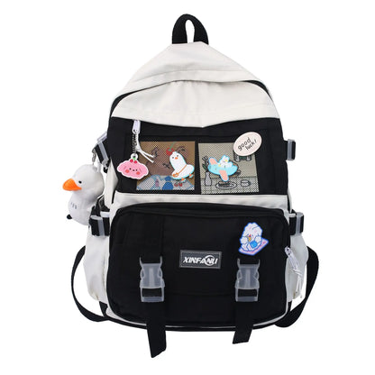 vzyzv  -  High School Girls Backpack Waterproof Multi Pockets For Teenage Harajuku Kawaii Black Women Cute Mochila School Bags