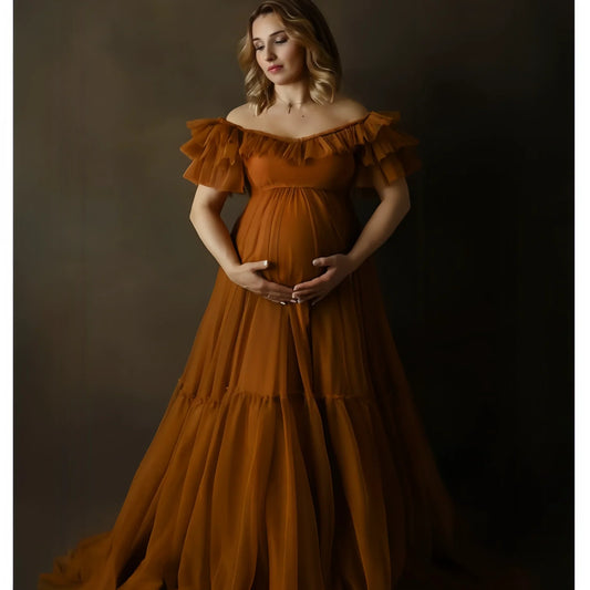 nvxiot  -  Elegant Maternity Gowns for Women A Line Empire Vestidos for Photo Shoot Dressing Short Sleeves  Babyshower Bathrobe Gowns