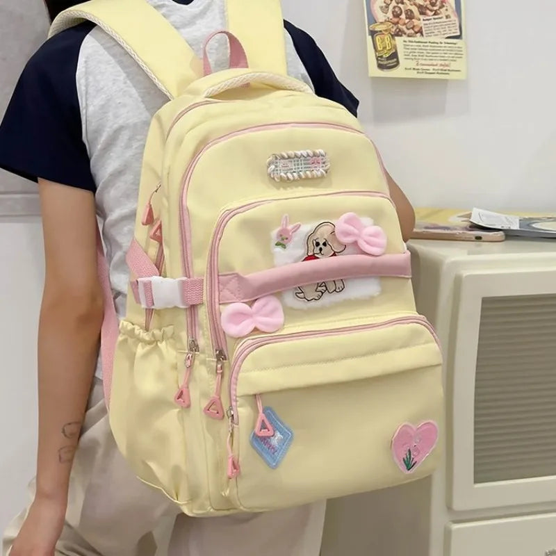 vzyzv  -  Autumn Japanese Teenage Grils Backpack High-capacity Cute Cartoon School Bag Canvas Preppy Style Rucksack Bolsos Mujer