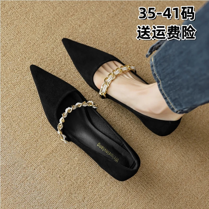 nvxiot  -  2024 trend black elegant heeled sandals with pointed head for women