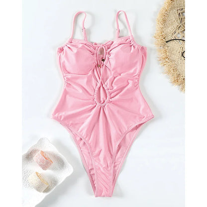 vzyzv -  Sexy One Piece Suits String Swimsuit Women 2024 Hollow Out Swimwear Bandage Bathing Suit Pink Monokini High Cut Beachwear Summer