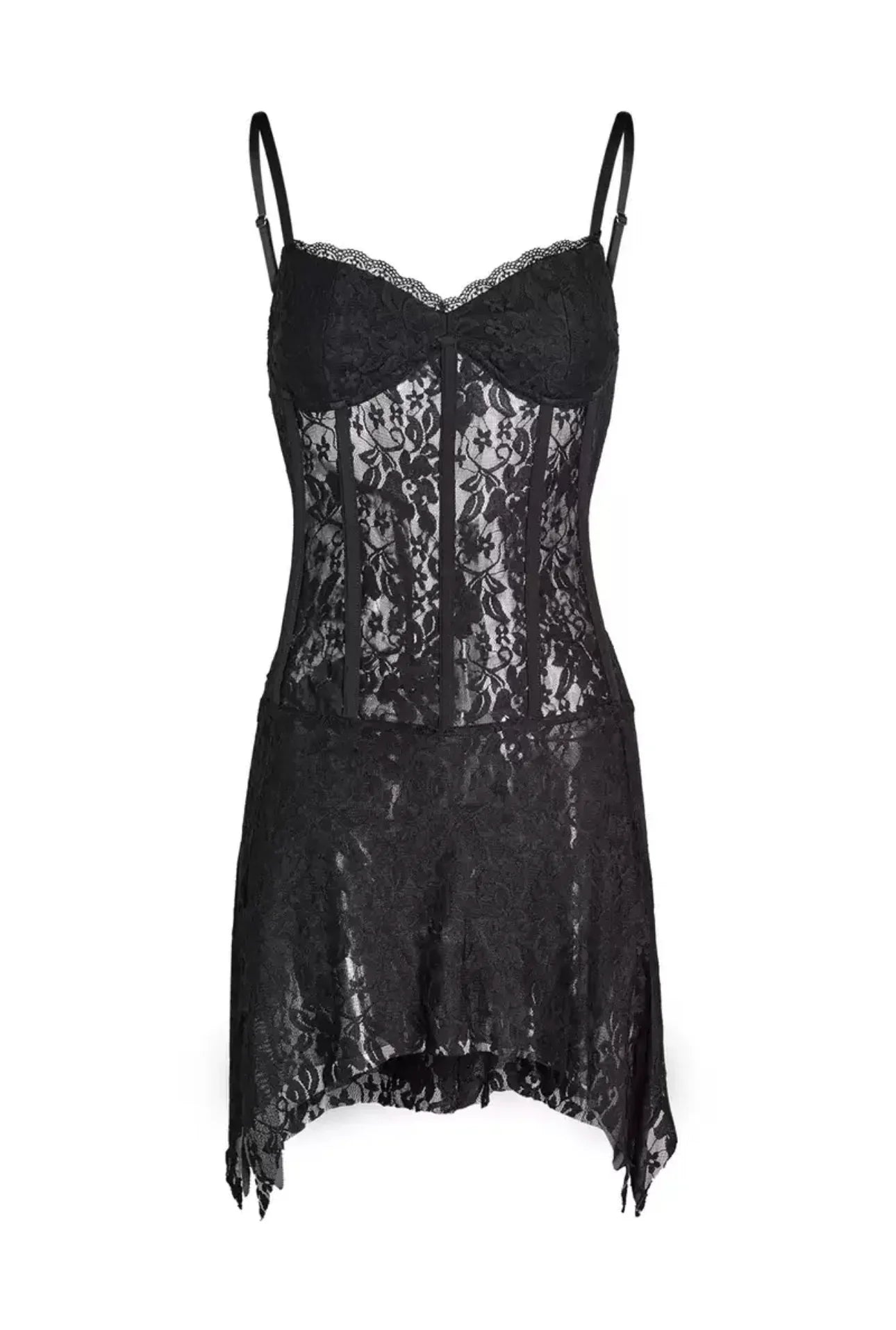 vzyzv  -  Sexy Lace See-through A-shape skirt Slim bottom slip dress