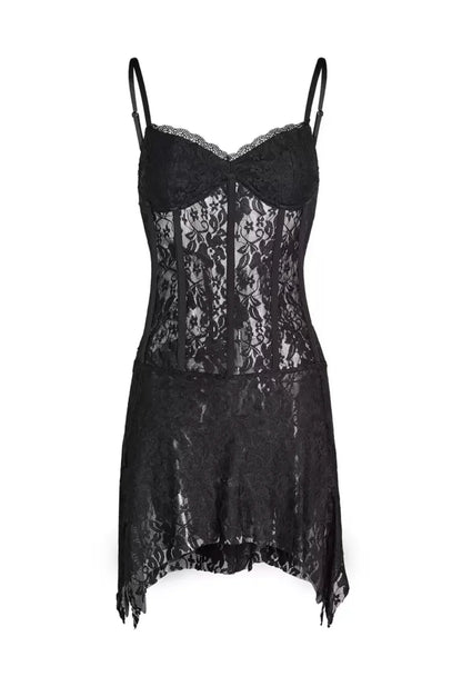 vzyzv  -  Sexy Lace See-through A-shape skirt Slim bottom slip dress