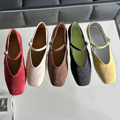 TAVIMART  -  Autumn New Brand Women Flats Shoes Fashion Square Toe Shallow Mary Jane Shoes Soft Casual Ballet Shoes Slingback Shoe Mujer