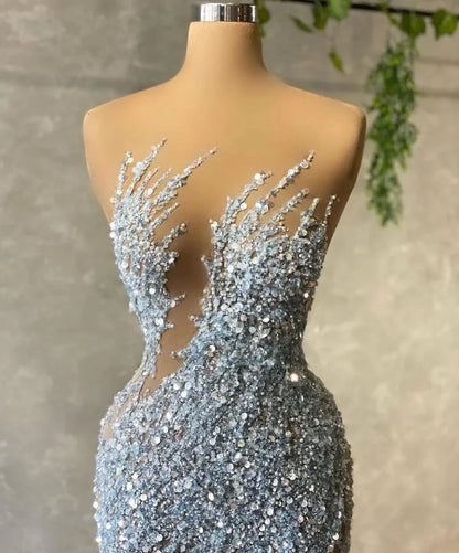 nvxiot  -  Crystal Cut Out Sweetheart Beading Evening Dresses Mermaid For Woman Sexy Sleeveless Prom Gowns Formal Elegant Party Vestidos2024.6.7