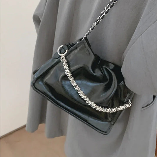 vzyzv  -  Trendy Solid Fashion Simple Pleated Shoulder Bags Women Y2k Aesthetic Elegant Chain Handbags Office Lady All Match Underarm Bag