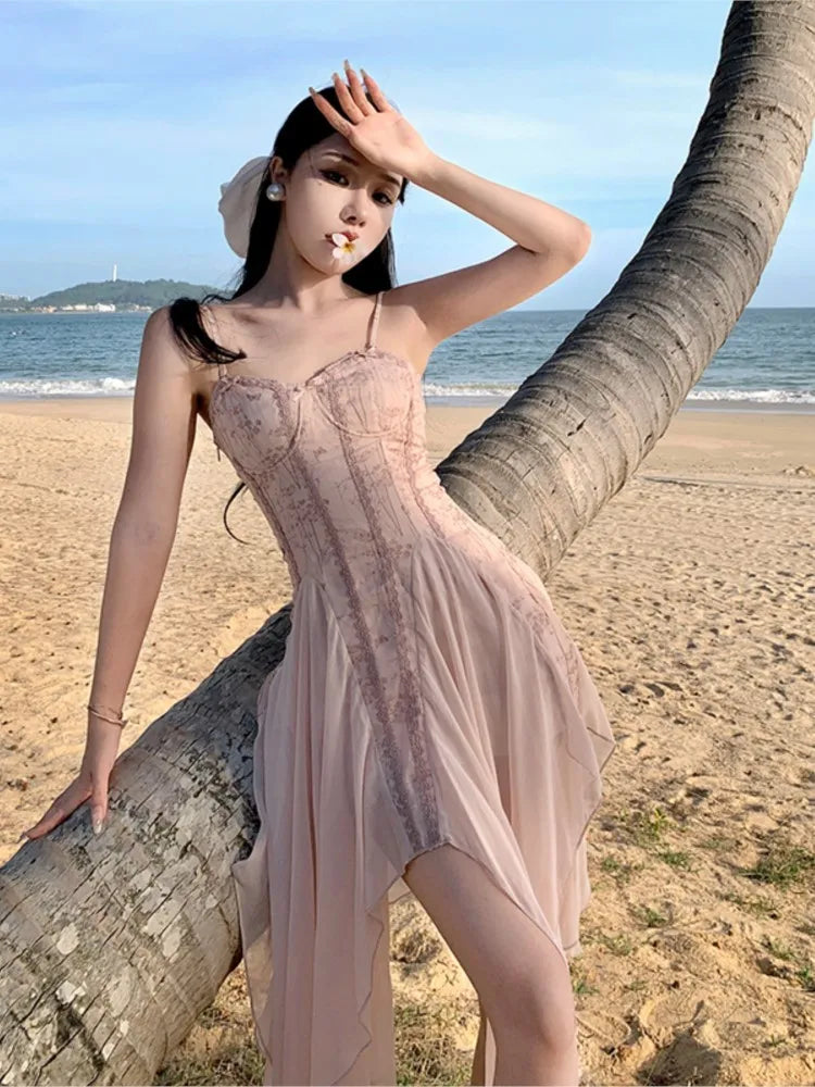 nvxiot  -   New Summer Fairy Dress for Women Party Dress Prom Semi Formal Dress Elegant Luxury Backless Strappy Wedding Chic Dress