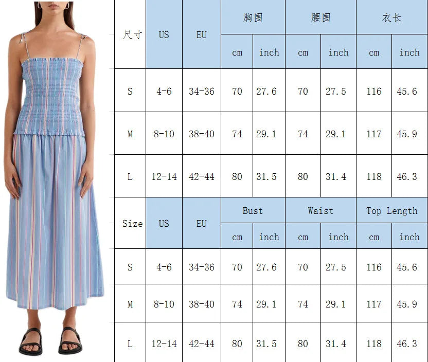 vzyzv  -  Summer Striped Holiday Long Dress Women Elegant Fashion Sleeveless Sling Dresses Female Casual Simple A-line Vestidos  New