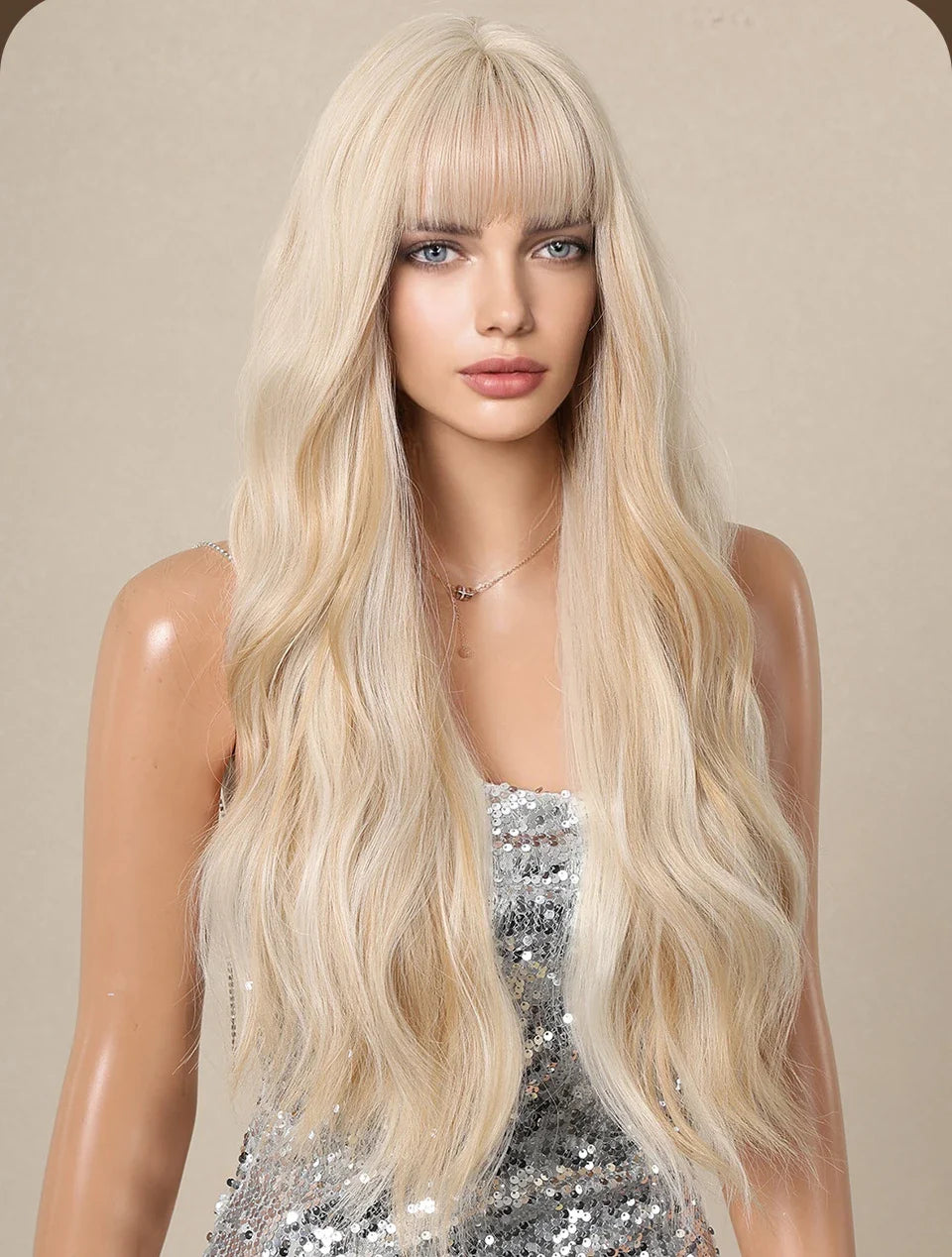 vzyzv  -  European and American white gold Barbie style big wave long curly hair fluffy shaved wig full set