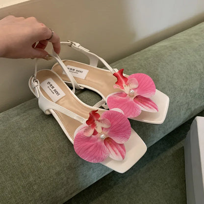 vzyzv  -  Summer New Sweet Flower Elegant Sexy Sandals Flat Fashion Slippers Design Women's Shoes Luxury Sandals Women Designers