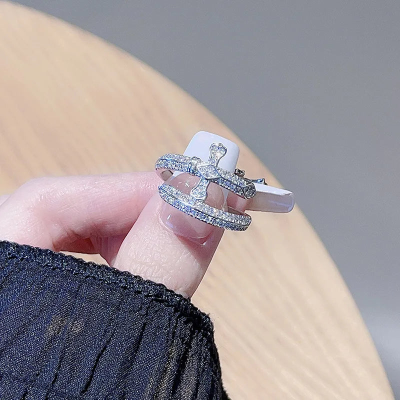 vzyzv  -  New Korean Oil Dropping Metal Opening Ring Fashionable Elegant Simple Geometric Ring Women's Jewelry