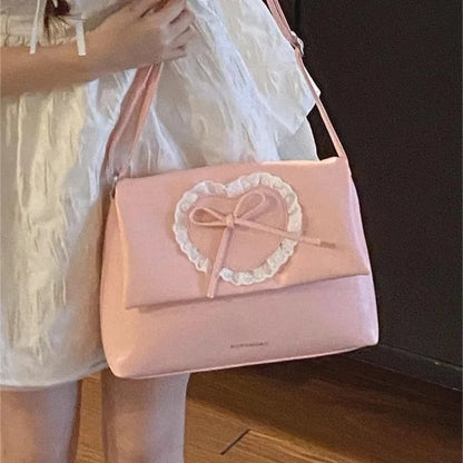 vzyzv -  Pink Sweet Shoulder Bag for Women Love Heart Fashion Large Capacity Casual Armpit Bag Elegant Harajuku Literary Handbag