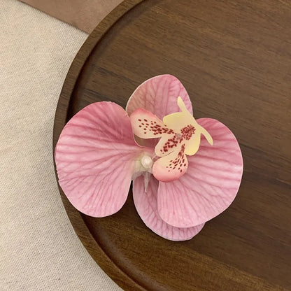 vzyzv  -  Phalaenopsis Flower Hairpin 2024 New Fashion Bohemia Creative Design Cloth Floral Pearl Hair Clip Korean Sweet Female Headdress