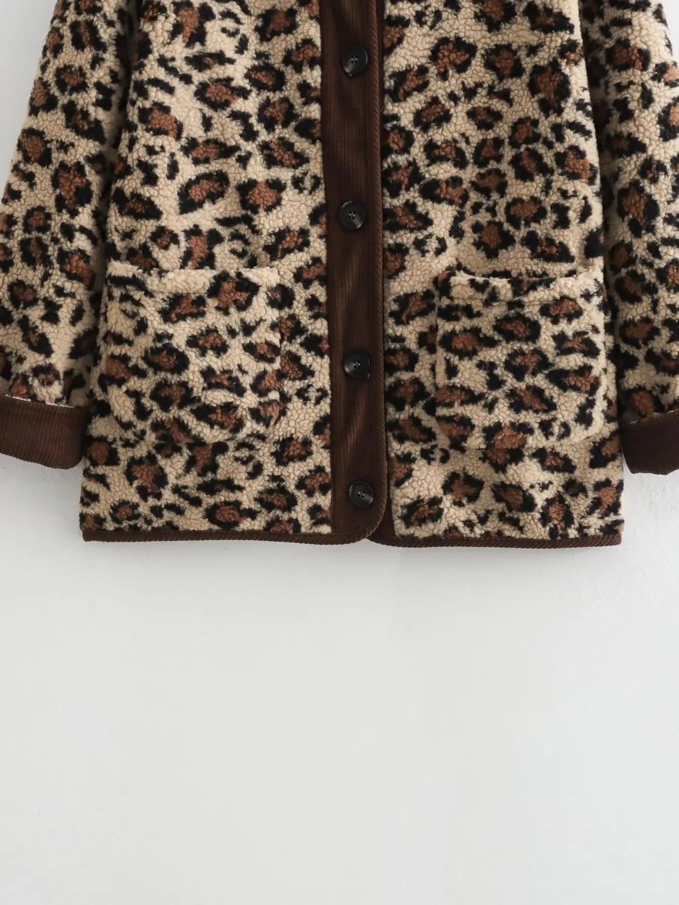 vzyzv  -  Women Fashion Jacket Winter Casual Ladies Commuter Leopard-print Lamb Wool Solid Jacket For Women's Outwears