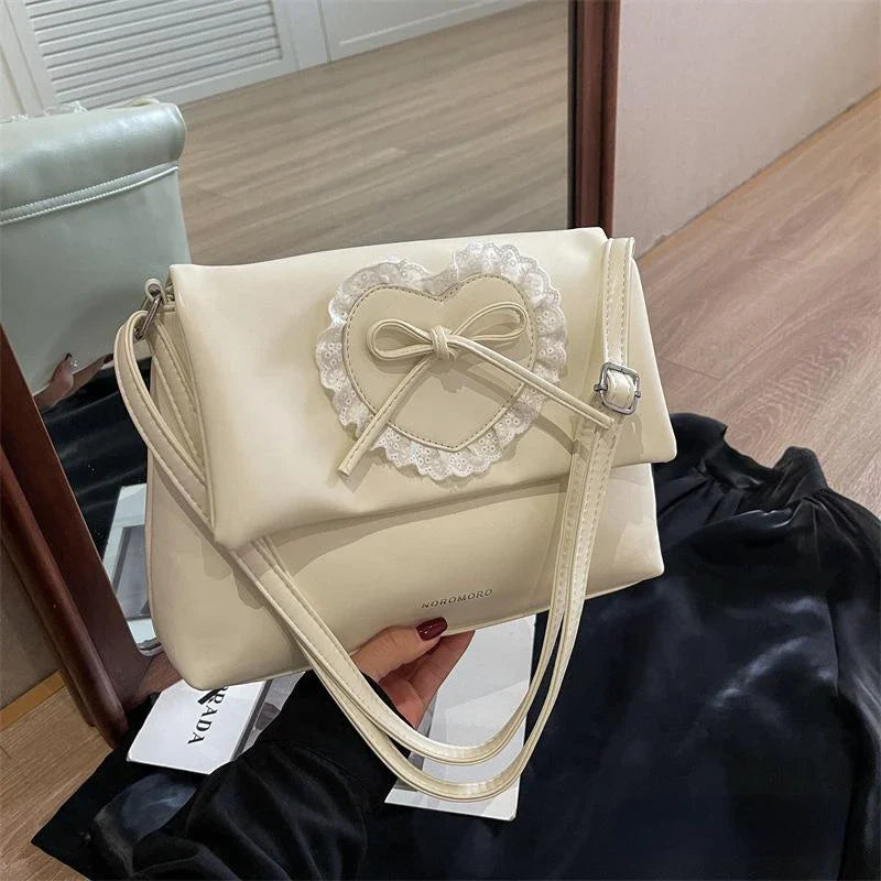 vzyzv -  Pink Sweet Shoulder Bag for Women Love Heart Fashion Large Capacity Casual Armpit Bag Elegant Harajuku Literary Handbag