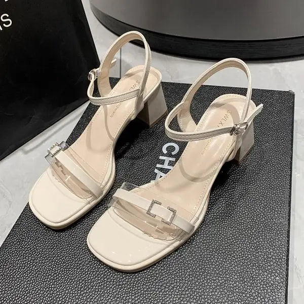 vzyzv -  Female Sandal Summer Comfort Shoes for Women Open Toe Espadrilles Platform Clear Heels Buckle Strap Med Girls Peep High Bei