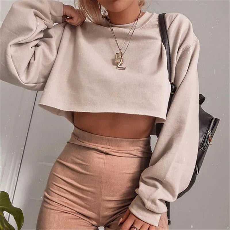 vzyzv  -  Women Autumn Fashion Street harajuku Hoodies and Sweatshirt Elegant Crop top Ladies Pullover Loose truien dames Streetwear