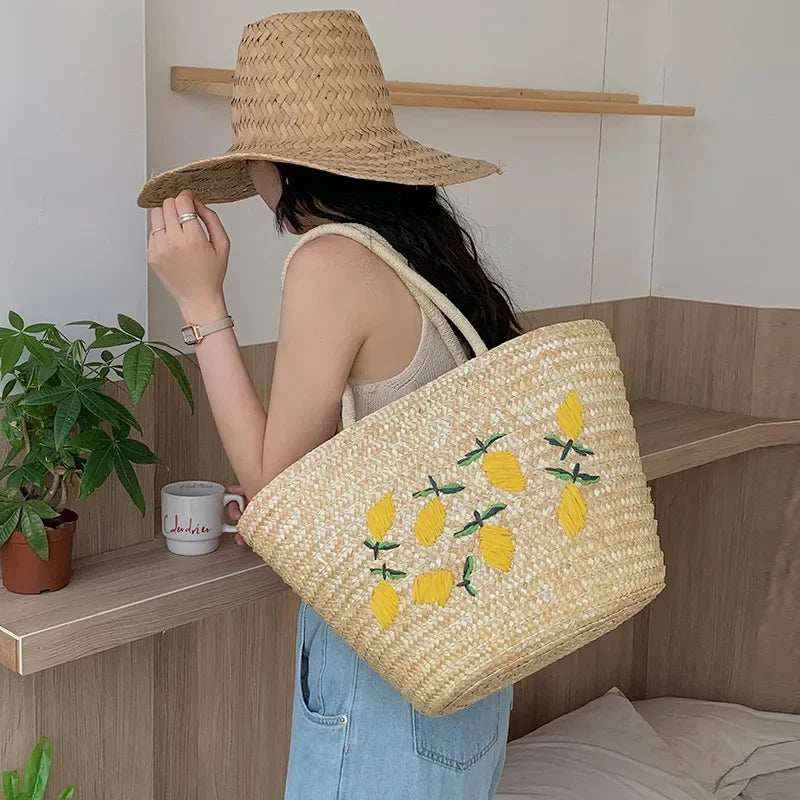 vzyzv -  Handmade Straw women Handbags Summer Tote Large capacity Embroidery Vacation Beach bag Female Shoulder Bag bolsa feminina