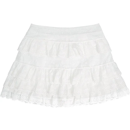 vzyzv  -  Cotton Shorts Skirt Women Lace Embroidery Elastic Waist Cute Mini Cake Skirt for Sweet Girls Lolita Style Kawaii Clothes