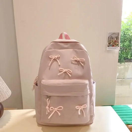 vzyzv  -  Bow Sweet Girl Backpack Cute  High School Student Backpack Fashion  New Commuting Shoulders Bag