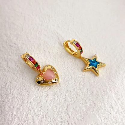 vzyzv  -  Fairy Temperament Sweet French Vintage Luxury Zircon Ear Stud Women Earrings Korean Style Earrings Star Pendant