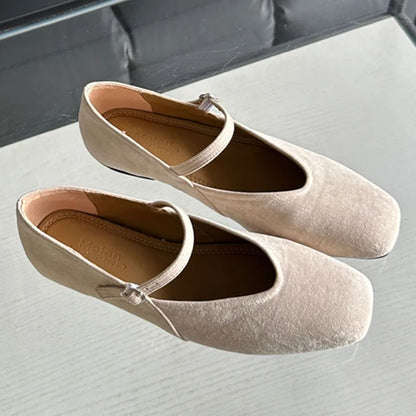 TAVIMART  -  Autumn New Brand Women Flats Shoes Fashion Square Toe Shallow Mary Jane Shoes Soft Casual Ballet Shoes Slingback Shoe Mujer