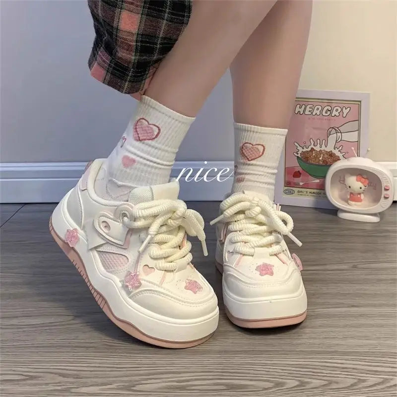 vzyzv -  Kawaii Pink Women Shoes Platform Female Sneakers Skateboard Tennis Flats Spring Summer 2024 Casual Basket Korean Vulcanize