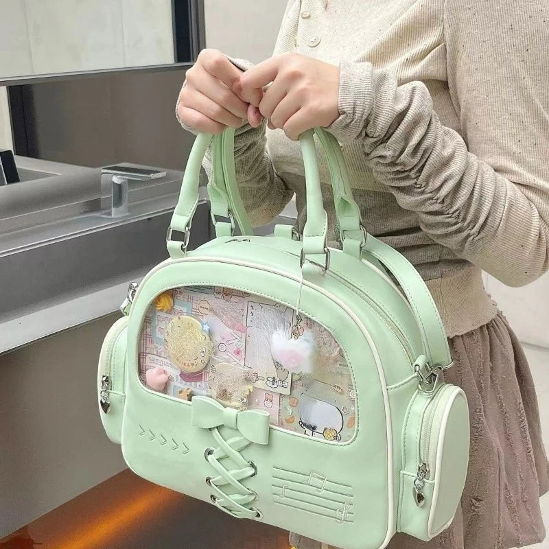 vzyzv  -  Transparent Kawaii Cute Bow Shoulder Bags Luxury Design Y2k Fashion Ita Bag Casual Sweet Women Ins All Match Purses and Handbags