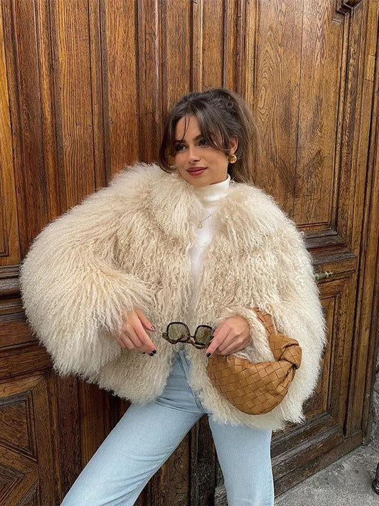 vzyzv  -  Luxury Warm Fluffy Faux Fur Coat 2024 Women Fashion Solid Long Sleeve Short Coats Winter Female Casual High Street Outercoat