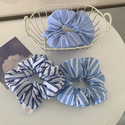 vzyzv  -  Korean Style Blue White Stripe Large Intestine Hair Ring Girl Head Rope Hair Tie Women Scrunchies Headwear INS Style Hair Rope