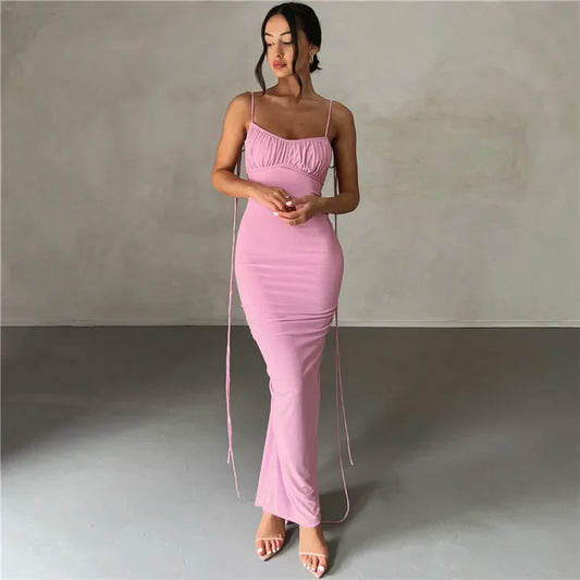 nvxiot  -  INS European and American style summer new women's clothing fashion suspender sexy backless slim bag buttocks temperament dress