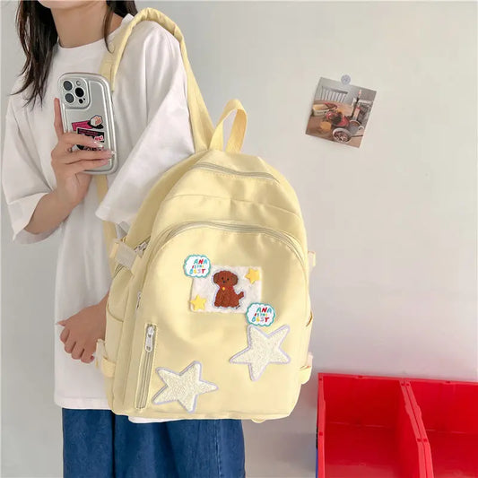 vzyzv  -  Japanese Cartoon Dog Star Patchwork Backpack Korean Y2k Cute High-capacity Sweet Girl Schoolbag Fahion Mochilas Para Mujer