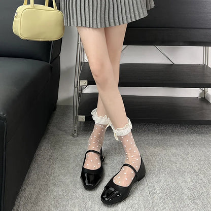 vzyzv  -  Retro Simple Square Head Low Heel Mary Jane Shoes for Ladies Spring Autumn Comfortable Lovely Heels Shoes for Women