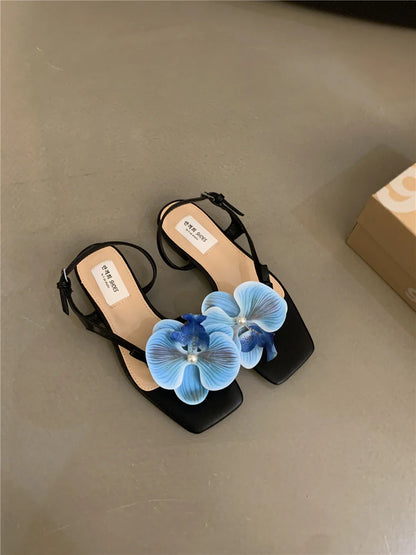 vzyzv -  Summer New Sweet Flower Elegant Sexy Sandals Flat Fashion Slippers Design Women's Shoes Luxury Sandals Women Designers