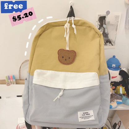 vzyzv  -  Women Korean Harajuku Students Backpack Simple Contrast Color Patchwork Casual Backpacks Kawaii All Match Girls Y2k Schoolbags