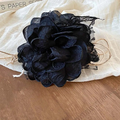 vzyzv  -  Cloth Flower Hair Claw Korean Ins Style Headwear Lace Large Rose Shark Clip Blue Black Cloth Rose Hair Clip Party