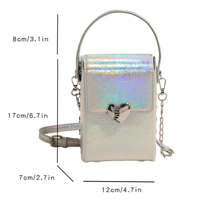 vzyzv  -  Cute Heart Shape Buckle Crossbody Phone Bag Ladies  New Mini Small Pu Leather Flap Messenger Bag Female Handbag And Purse