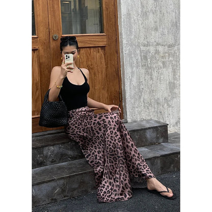 vzyzv -  Sexy Leopard Print Half Length Skirt For Women's Summer New High Waist Slim Fashion Long Skirts Sweet Korean Women 2024 New 7KN