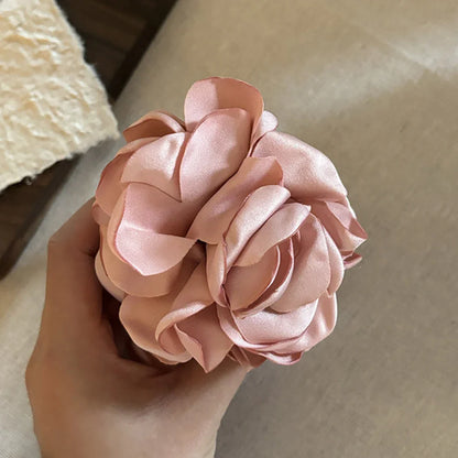 vzyzv -  Fashion Boho Satin Rose Flower Large Hair Claw Clip For Women Spring Summer Beach Trendy Design Korean Colored Hairpin Headdress